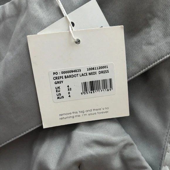 Missguided Lace Barbot Midi Dress - Gray Size 0 - Picture 11 of 13